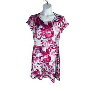 Reel Legends‎ Dress Womens Large Aqua Pink Lavender Tropical Cut Out Back
